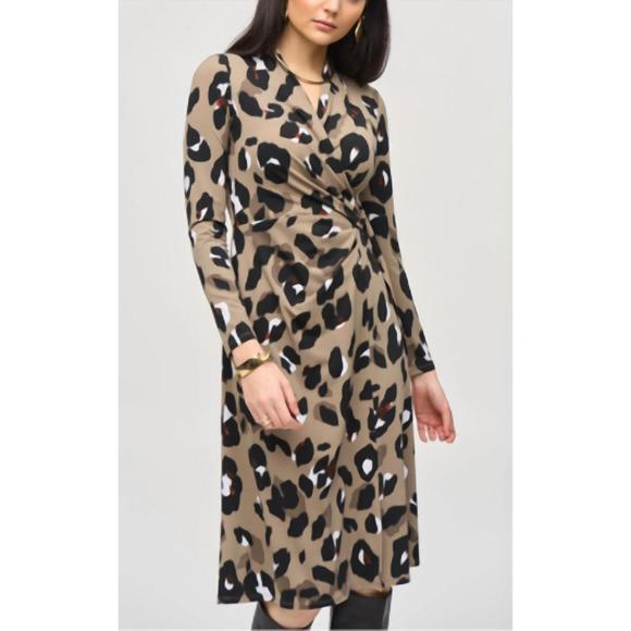 JOSEPH RIBKOFF Dresses & Skirts - NEW JOSEPH RIBKOFF animal print wrap dress in black/multi